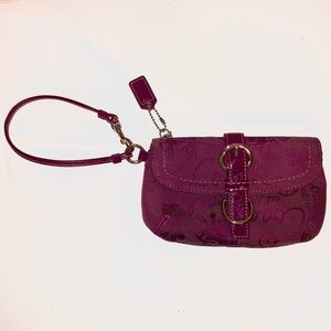 SOLD Coach - Canvas Stitched Wristlet